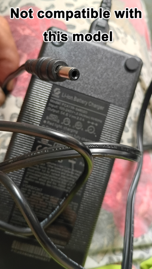 Replacement charging cable for zorixbike