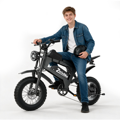 ZorixBike R8 Mini 16" Fat Tire Electric Bike, 48V 15.6Ah Battery, 1500W Peak Motor, 16" x 4.0 Fat Tire Ebike, 31MPH Top Speed