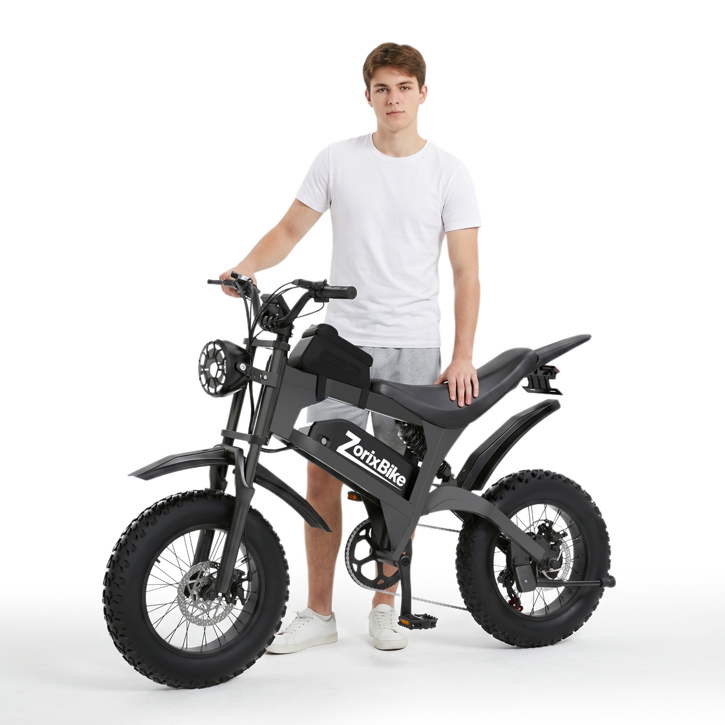 ZorixBike R8 Mini 16" Fat Tire Electric Bike, 48V 15.6Ah Battery, 1500W Peak Motor, 16" x 4.0 Fat Tire Ebike, 31MPH Top Speed