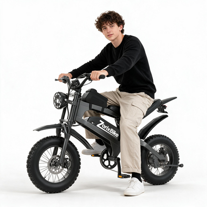 ZorixBike R8 Mini 16" Fat Tire Electric Bike, 48V 15.6Ah Battery, 1500W Peak Motor, 16" x 4.0 Fat Tire Ebike, 31MPH Top Speed
