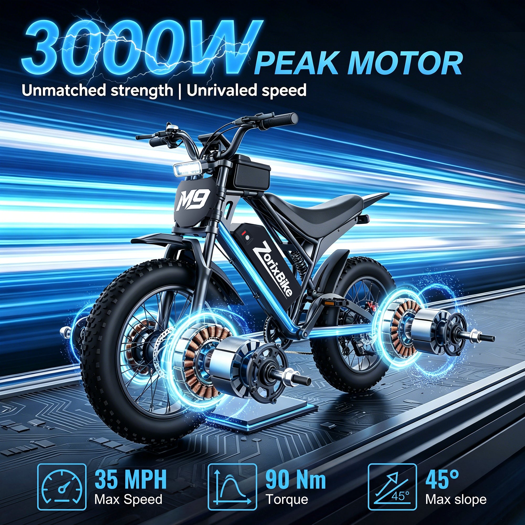 ZorixBike M9 Pro Dual Motor Electric Bike for Adults, 20