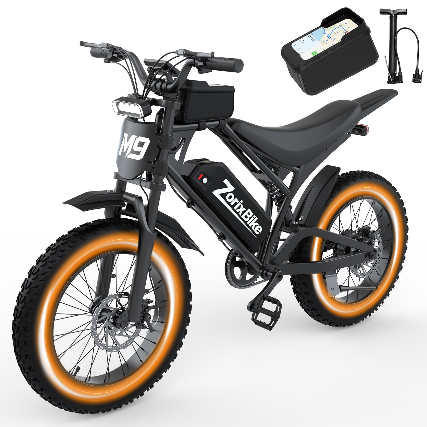 ZorixBike M9 Electric Bike – 48V 20Ah Battery, 20*4.0 Fat Tire Ebike