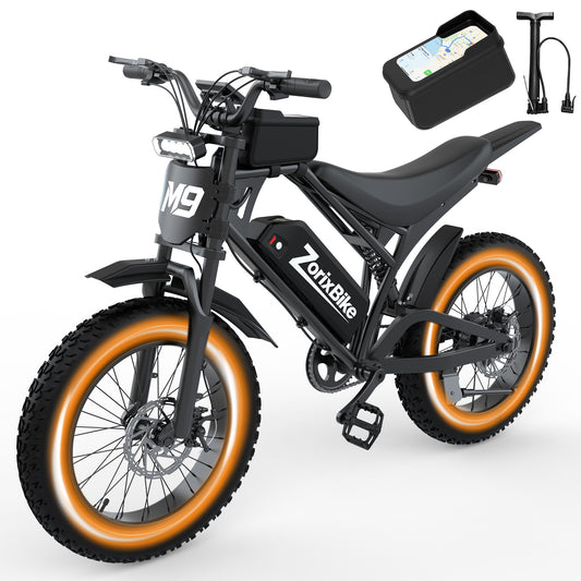 ZorixBike M9 Electric Bike – 48V 20Ah Battery, 20*4.0 Fat Tire Ebike