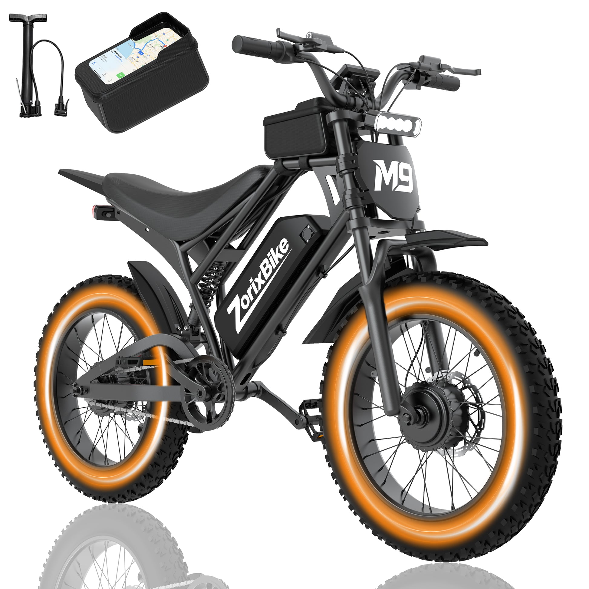 ZorixBike M9 Mini 48V13AH 20" Fat Tire Electric Bicycle for Adult 1500W