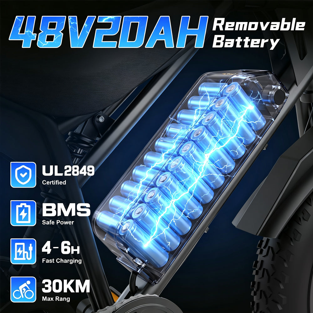 ZorixBike M9 Hydraulic Brake E-Bike, 48V 20Ah Battery, 20x4.0 Fat Tire Electric Bike