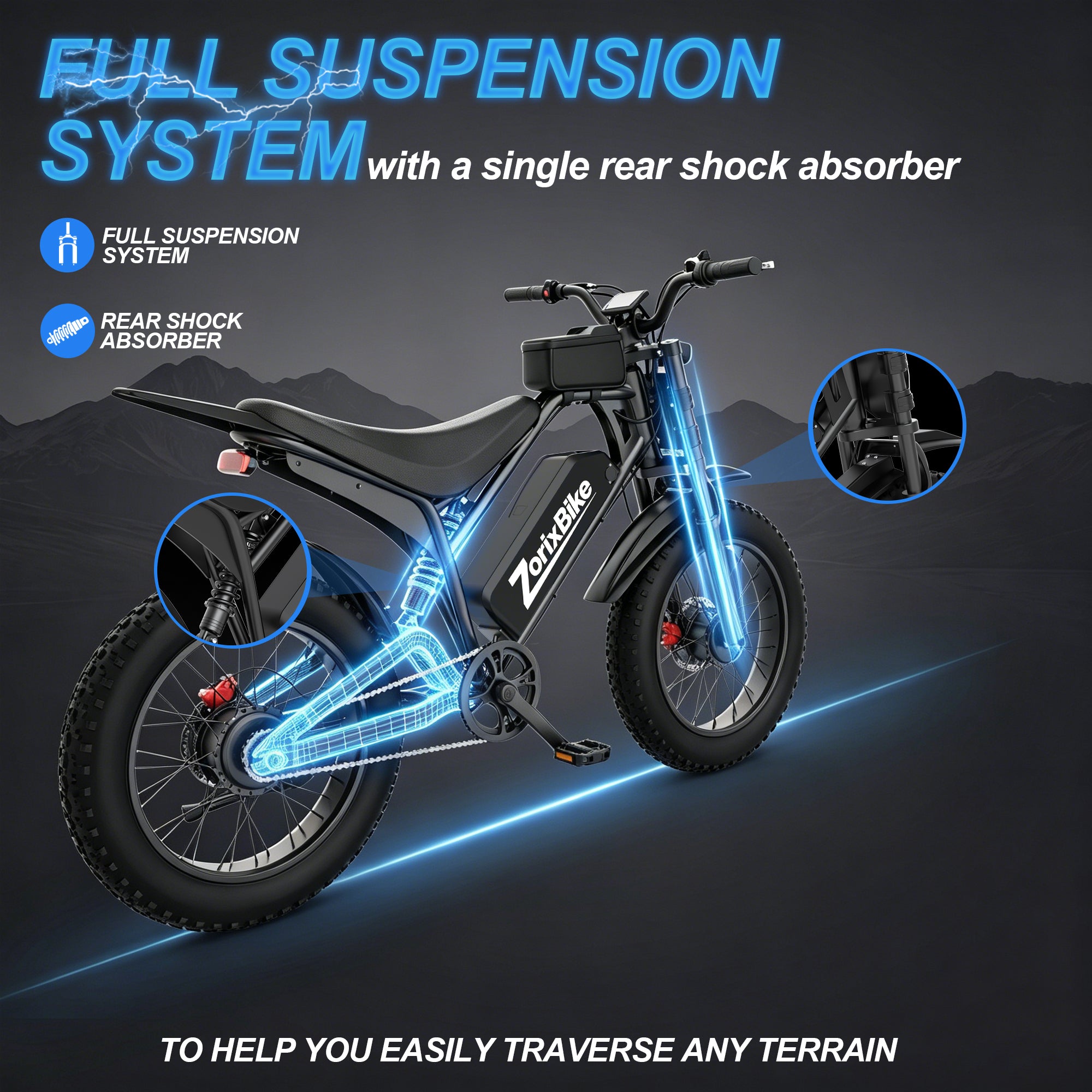 ZorixBike M9 Pro Dual Motor Electric Bike for Adults, 20