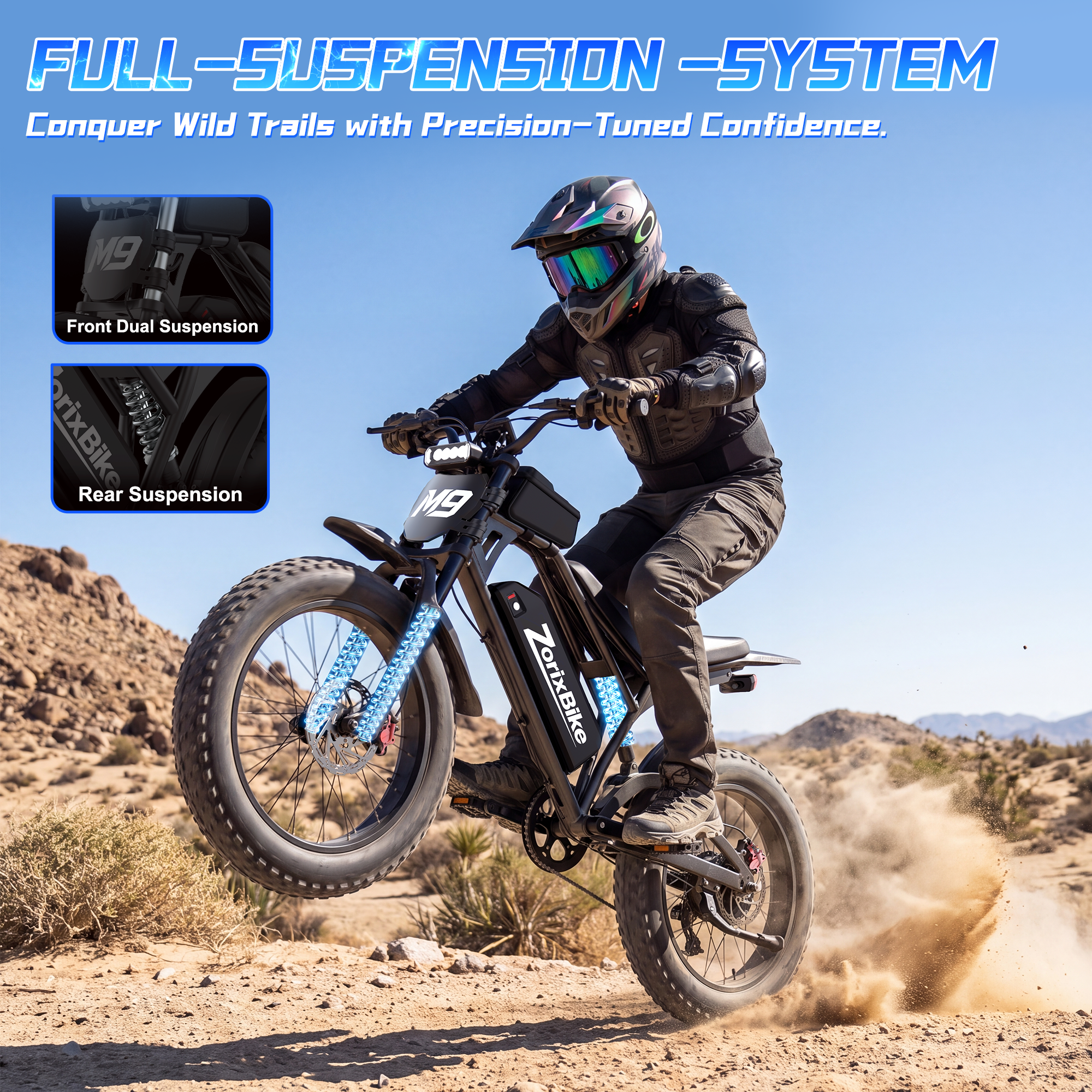 ZorixBike M9 Hydraulic Brake E-Bike, 48V 20Ah Battery, 20x4.0 Fat Tire Electric Bike