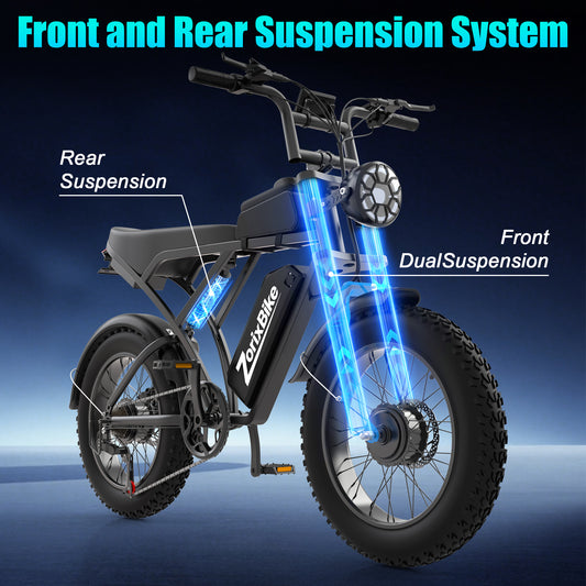 ZorixBike Z6 Pro Dual Motor Electric Bike for Adults, 20" Fat Tire Off-Road Ebike