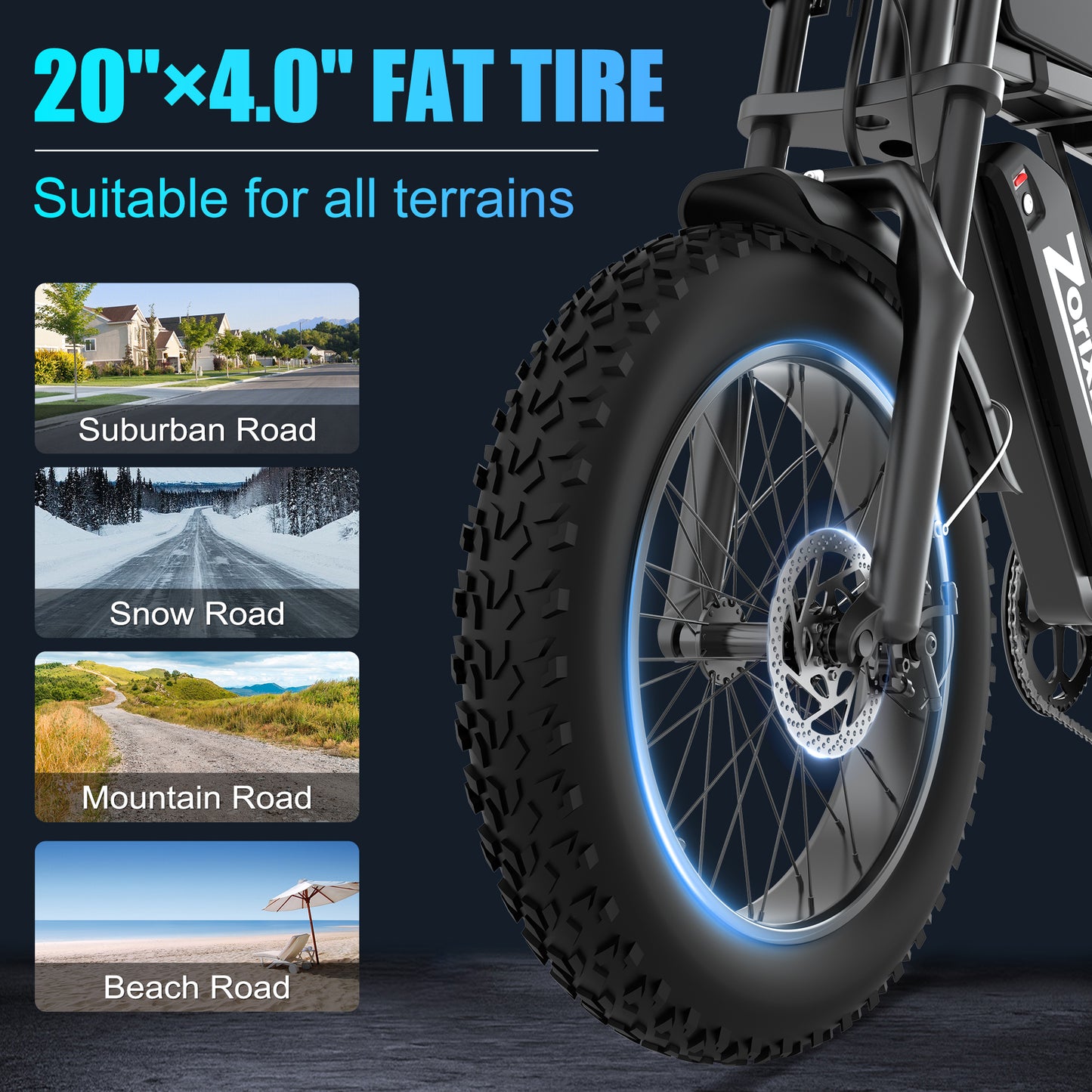 ZorixBike Z6 20" Fat Tire Electric Bicycle for Adult 1500W