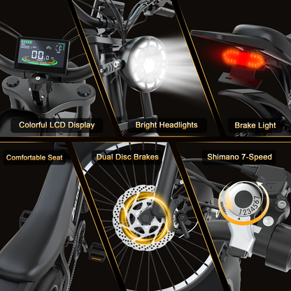 ZorixBike R8 Mini 16" Fat Tire Electric Bike, 48V 15.6Ah Battery, 1500W Peak Motor, 16" x 4.0 Fat Tire Ebike, 31MPH Top Speed