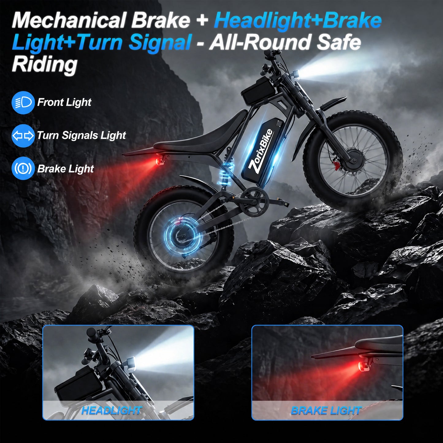 ZorixBike M9 Pro Dual Motor Electric Bike for Adults, 20" Fat Tire Off-Road Ebike