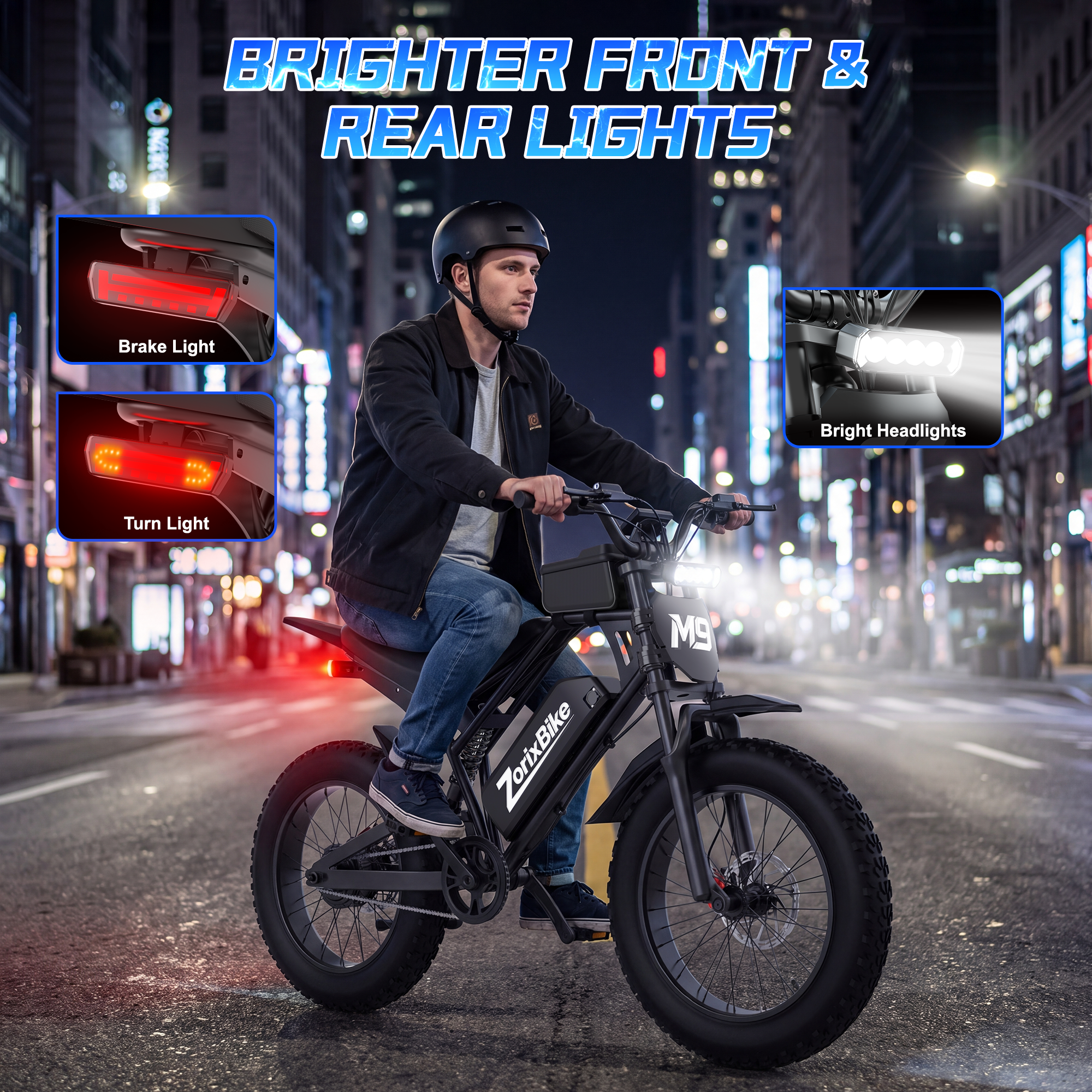 ZorixBike M9 Hydraulic Brake E-Bike, 48V 20Ah Battery, 20x4.0 Fat Tire Electric Bike