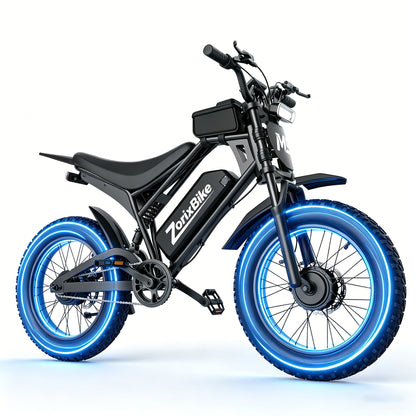 ZorixBike M9 Pro Dual Motor Electric Bike for Adults, 20" Fat Tire Off-Road Ebike