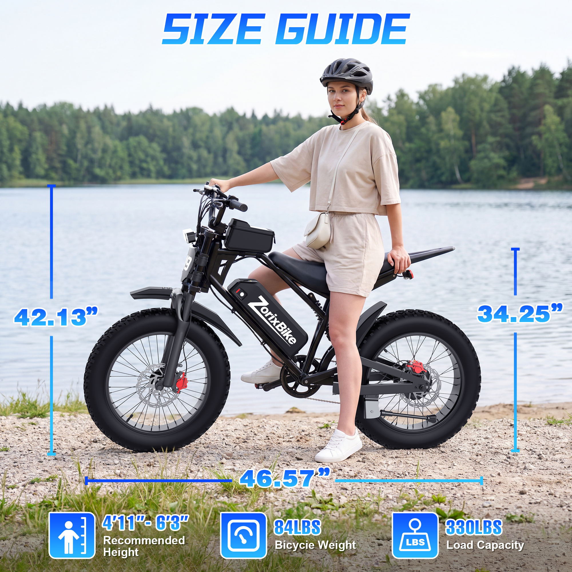 ZorixBike M9 Hydraulic Brake E-Bike, 48V 20Ah Battery, 20x4.0 Fat Tire Electric Bike
