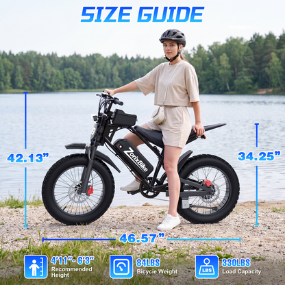 ZorixBike M9 Hydraulic Brake E-Bike, 48V 20Ah Battery, 20x4.0 Fat Tire Electric Bike