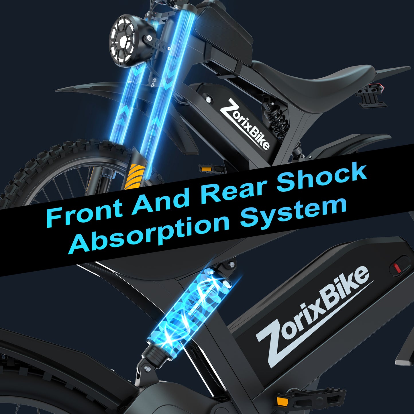 ZorixBike R8 Max 3000W Off-Road Electric Bike, 48V 20Ah, 19"/17" Tires