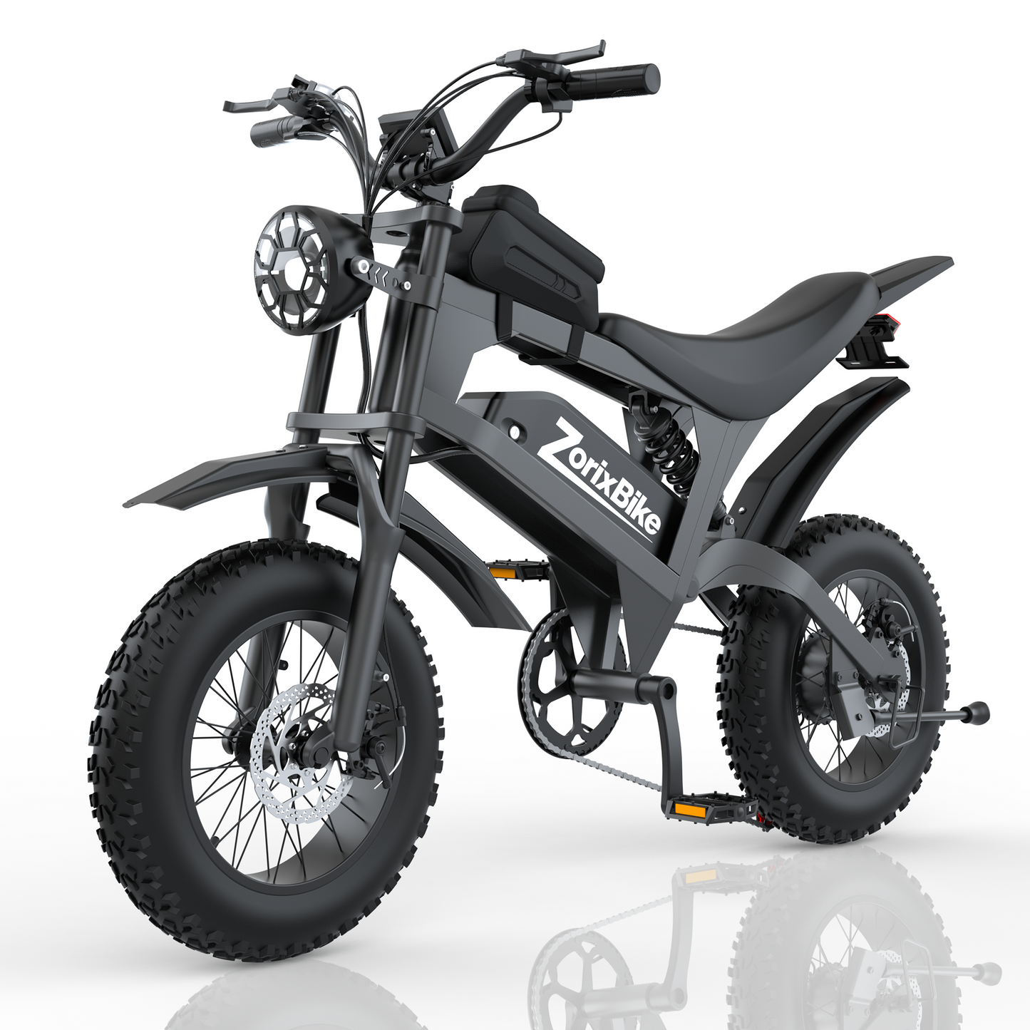 ZorixBike R8 Mini 16" Fat Tire Electric Bike, 48V 15.6Ah Battery, 1500W Peak Motor, 16" x 4.0 Fat Tire Ebike, 31MPH Top Speed
