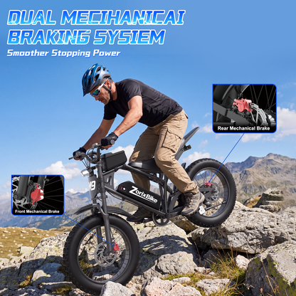 ZorixBike M9 Hydraulic Brake E-Bike, 48V 20Ah Battery, 20x4.0 Fat Tire Electric Bike