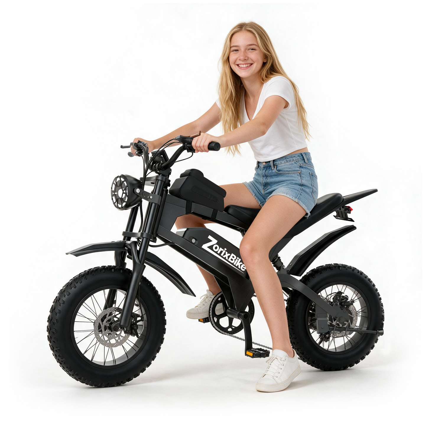 ZorixBike R8 Mini 16" Fat Tire Electric Bike, 48V 15.6Ah Battery, 1500W Peak Motor, 16" x 4.0 Fat Tire Ebike, 31MPH Top Speed
