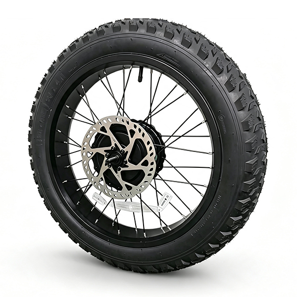 ZorixBike Rear Tire A black off-road motorcycle tire mounted on a black spoked wheel with a silver disc brake, shown on a clean white background.
