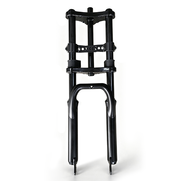 ZorixBike front fork A black metal front fork frame, likely for a bicycle or motorcycle, shown vertically against a plain white background.