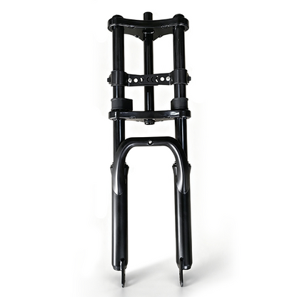 ZorixBike front fork A black metal front fork frame, likely for a bicycle or motorcycle, shown vertically against a plain white background.